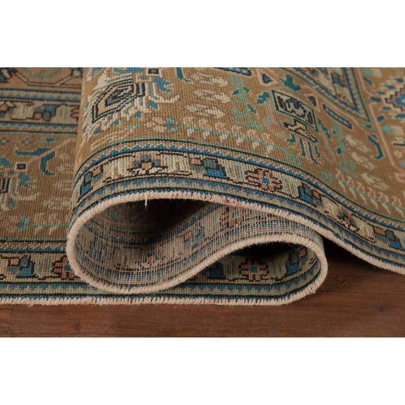 Geometric Tabriz Vintage Persian Area Rug Handmade Wool Carpet - 9'11" x 12'7"