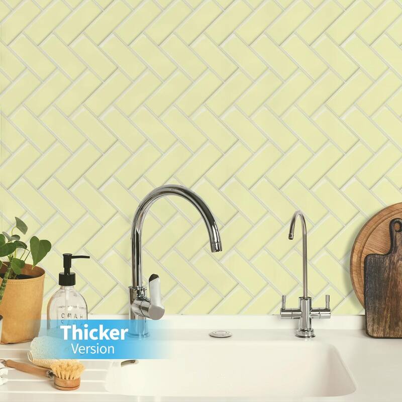 Art3d thicker herringbone peel and stick backsplash tiles