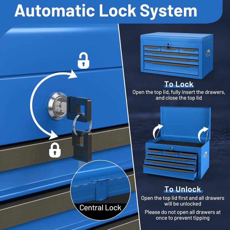Gymax 24'' Tool Chest Case Steel Tool Box w/ 6 Drawers Top Storage