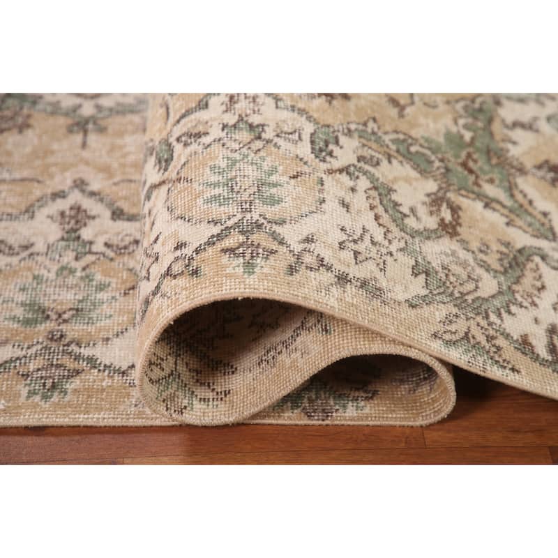 Distressed Sparta Oriental Vintage Area Rug Hand-Knotted Wool Carpet - 5'2" x 9'5"
