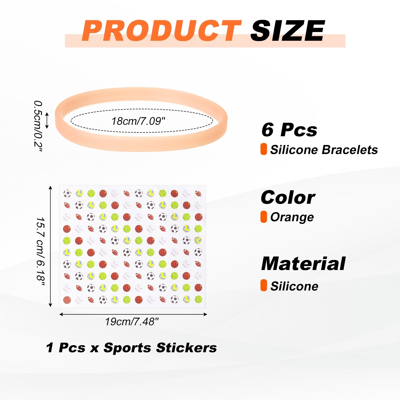 Glow in the Dark Silicone Bracelets, Neon Rubber Wristbands Blank Bracelets with Sports Stickers for Basketball