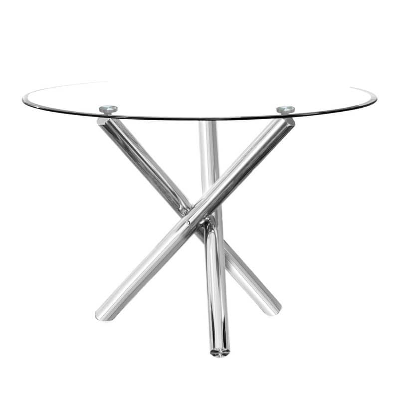 Best Master Furniture Round 43 Inch Glass Dining Table - Silver