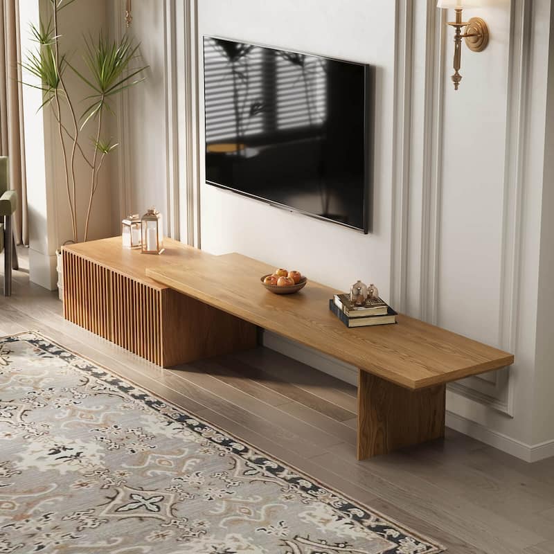 Modern TV stand (extendable) with storage cabinet entertainment center Living room TV stand - Walnut /wood 78.7