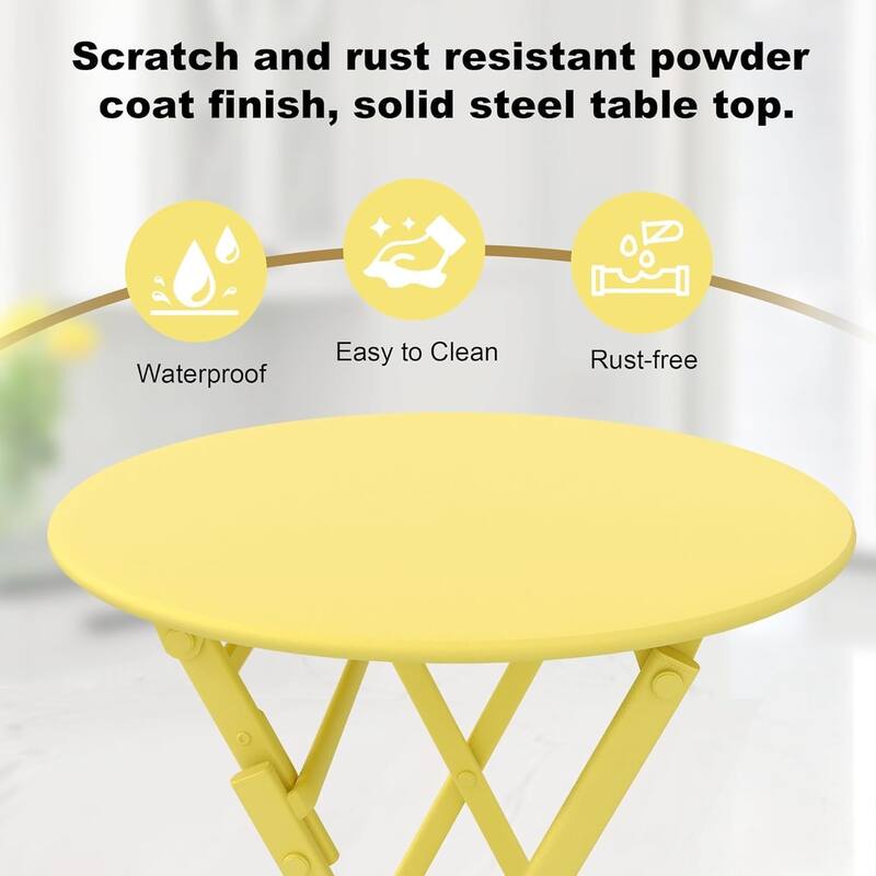 3 Pieces Patio Foldable Round Table and 2 Chairs