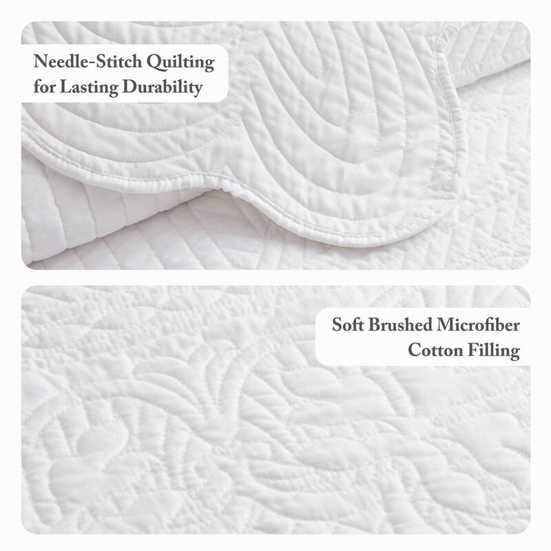 Madison Park Marino 3 Piece Reversible Scalloped Edge Quilt Set