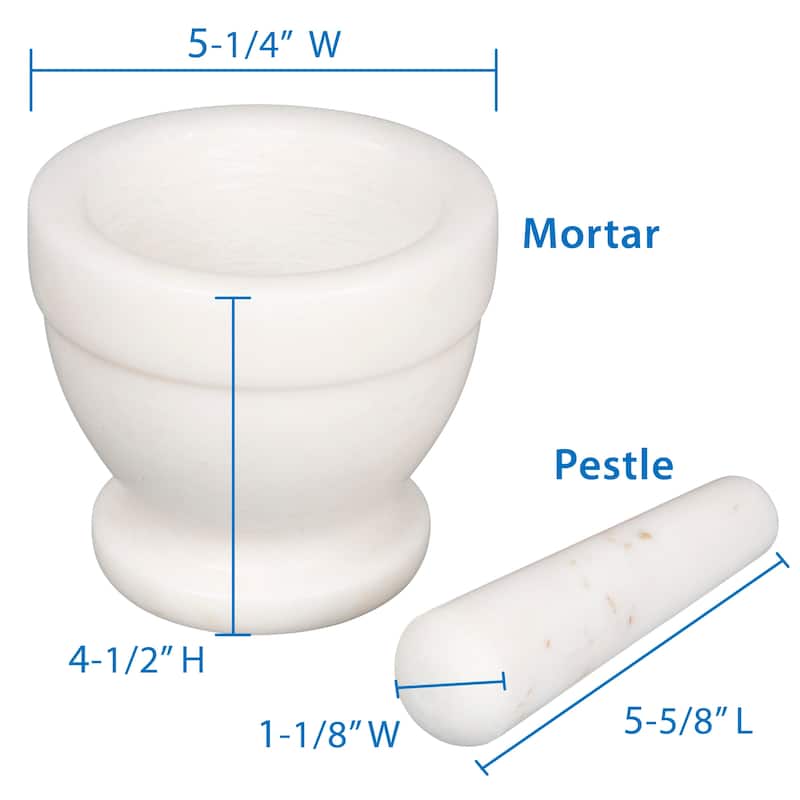 Creative Home Off-White Marble Mortar and Pestle Set, 5.25" Diam. x 4.5" H