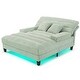 preview thumbnail 55 of 57, 57-In Chenille Upholstered Chaise Lounge with Adjustable Backrest & LED Light Strip