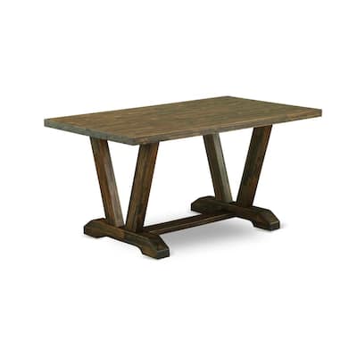 HomeStock 5-Piece Distressed Jacobean Finish Solid Wood Top Dining table with 4-Chairs