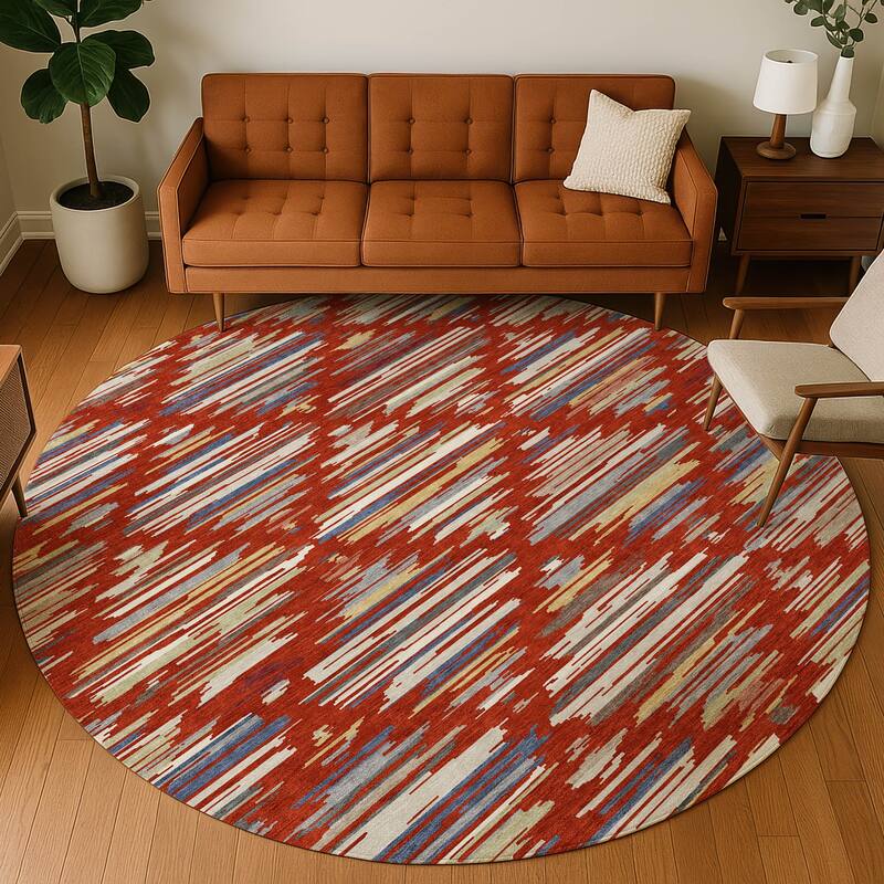 Machine Washable Indoor/ Outdoor Modern Trellis Chantille Rug