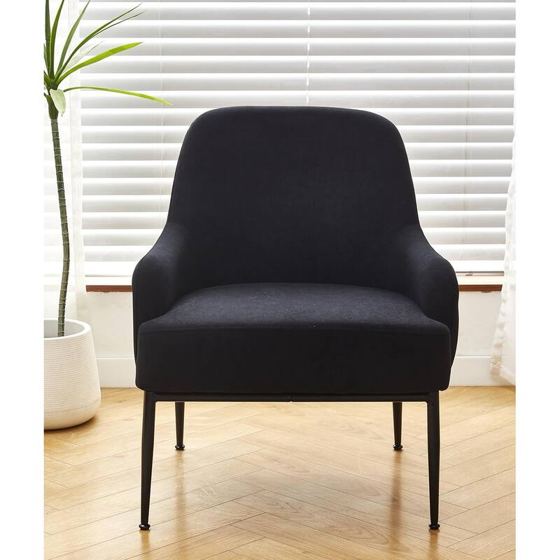 US Pride Furniture Velvet Armchair Solid and Engineered Wood with Black Metal Legs Dense Foam and Heavy Webbing