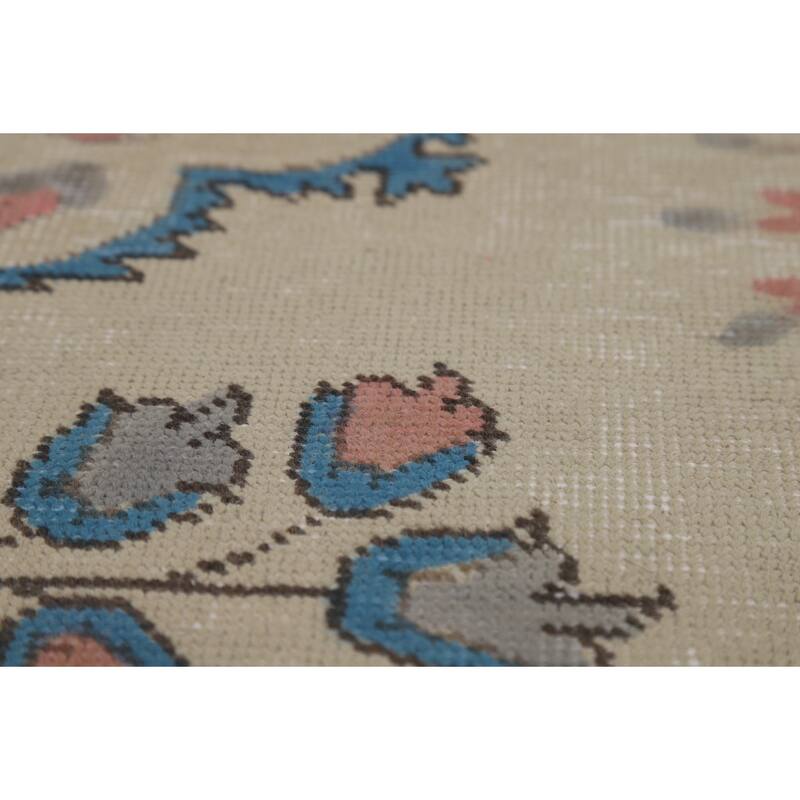 Floral Tabriz Persian Area Rug Traditional Beige Handmade Wool Carpet - 8'1"x 10'11"