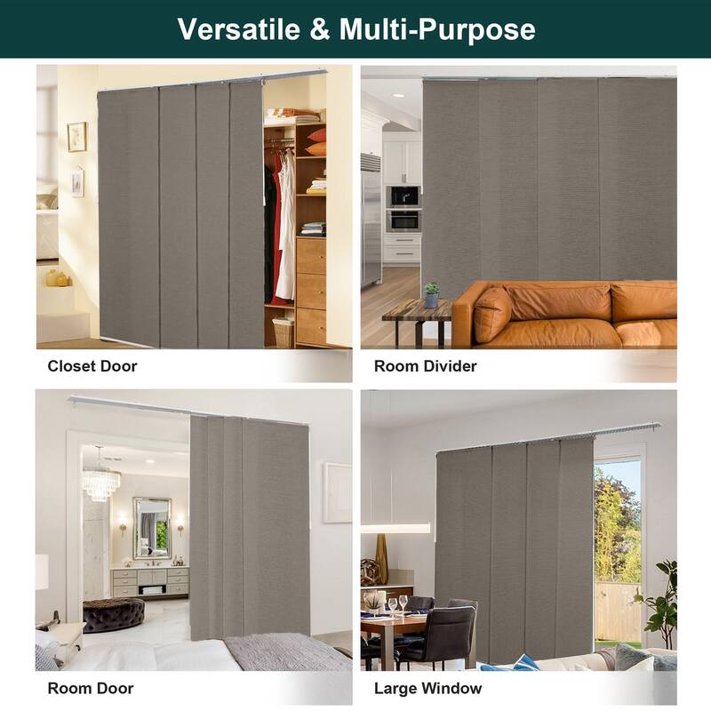 CHICOLOGY Adjustable Sliding Panels, 4-Rail Track, Vertical Blinds, Pation Door Curtain, Room Divider