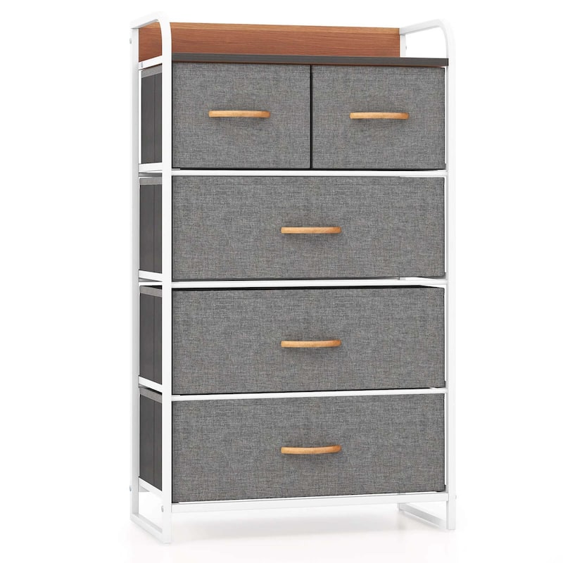 Costway 5-Drawer Dresser Storage 4-Tier Organizer Tower Steel Frame