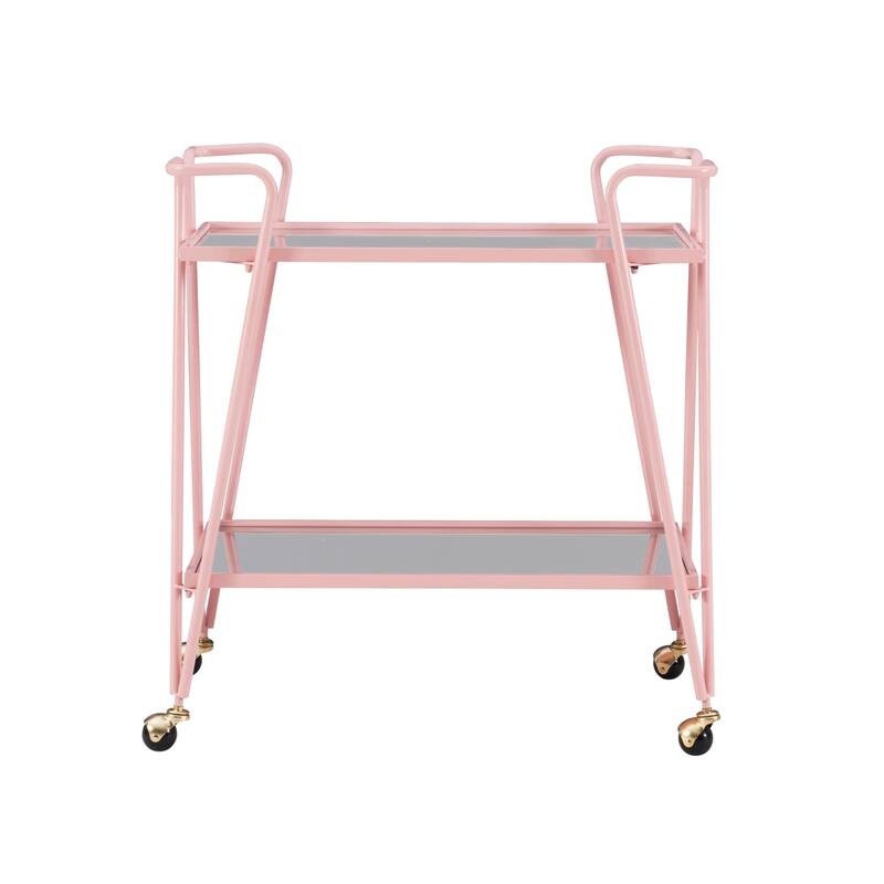 Two Tier Glass Top Bar Serving Cart - 32.5" - Pink