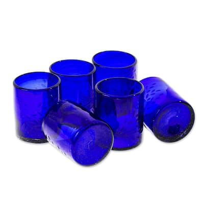 Novica Handmade Paloma Azul Blown Glass Juice Glasses (Set Of 6)