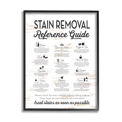Stupell Farmhouse Laundry Room Stain Removal Reference Guide Framed Wall Art - Black