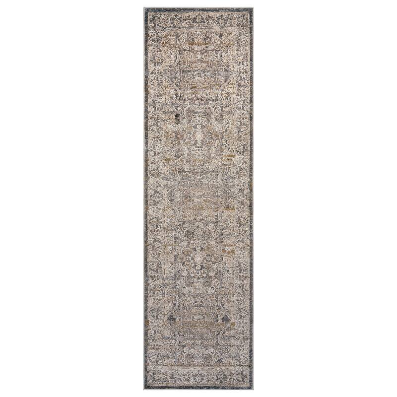 World Rug Gallery Vintage Border Stone Gray Indoor High-Low Area Rug