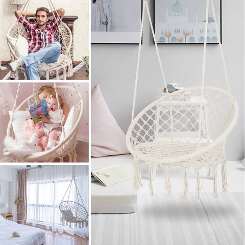 Hammock Swing Hanging Cotton Rope Swing Chair Max 330 Lbs