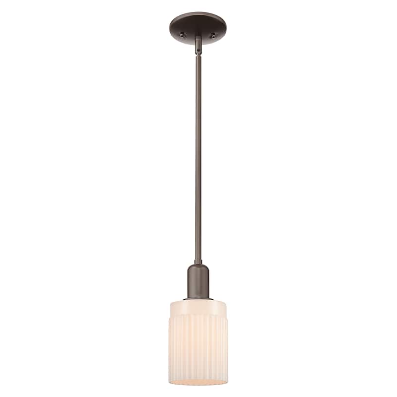 Innovations Lighting Endless Possibilities Arcadia - Hadley - 1 Light 5" Stem Hung Mini Pendant - Oil Rubbed Bronze/Matte White