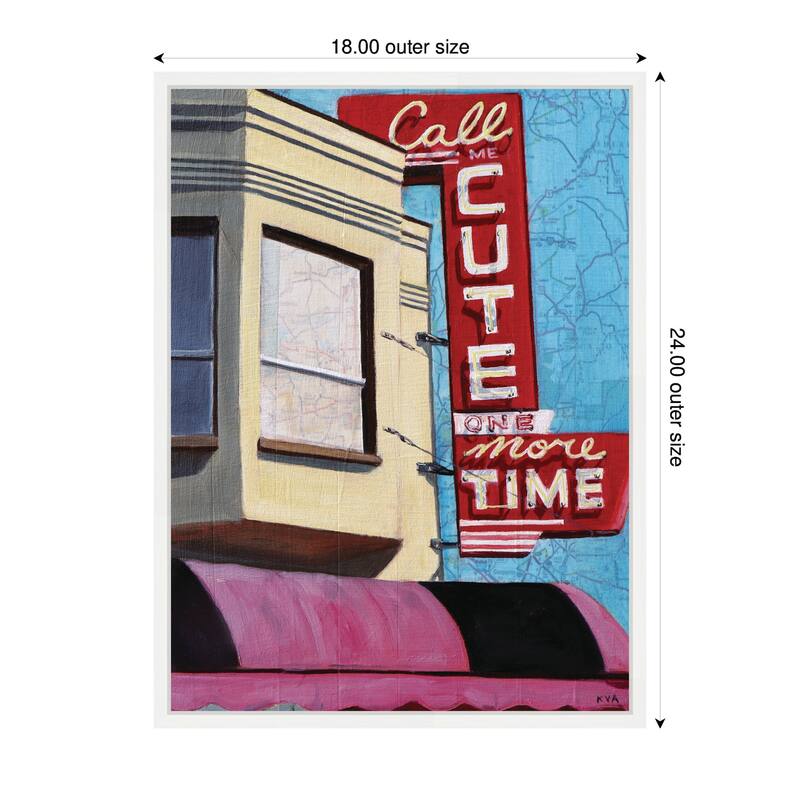 Kate and Laurel Call Me Cute by Krista V. Allenstein Framed Canvas Wall Art Print