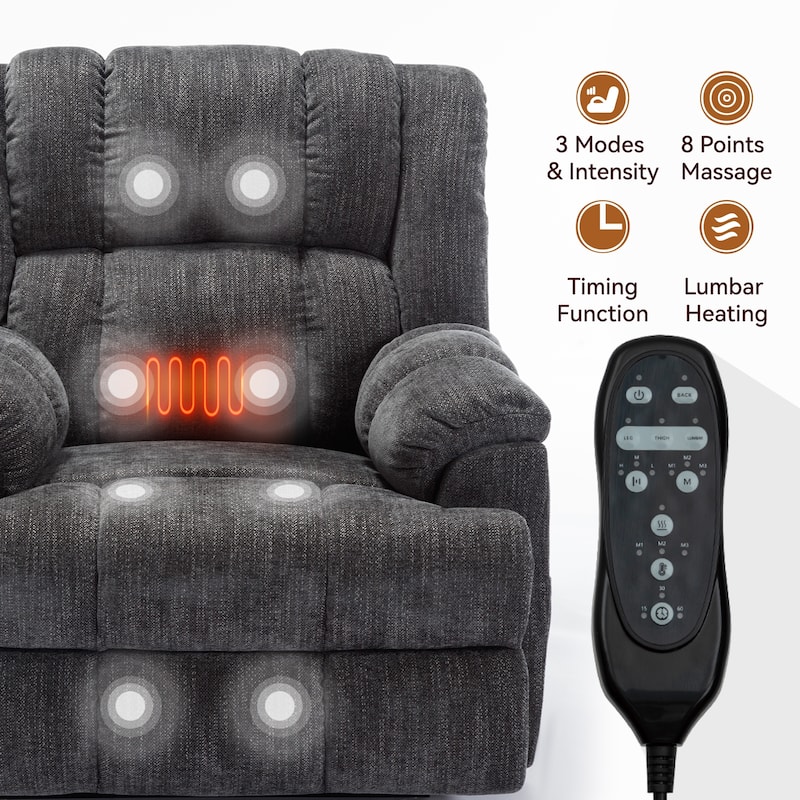 Dual Motor Heat Massage Power Lift Recliner Chair, Infinite Position