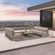 preview thumbnail 9 of 19, PURPLE LEAF Caesar Open-End Khaki Outdoor Couch with 9.6" Thick for Yard Porch Deck Patio Conversation Sets 6 Seats+1 Table - Open-End