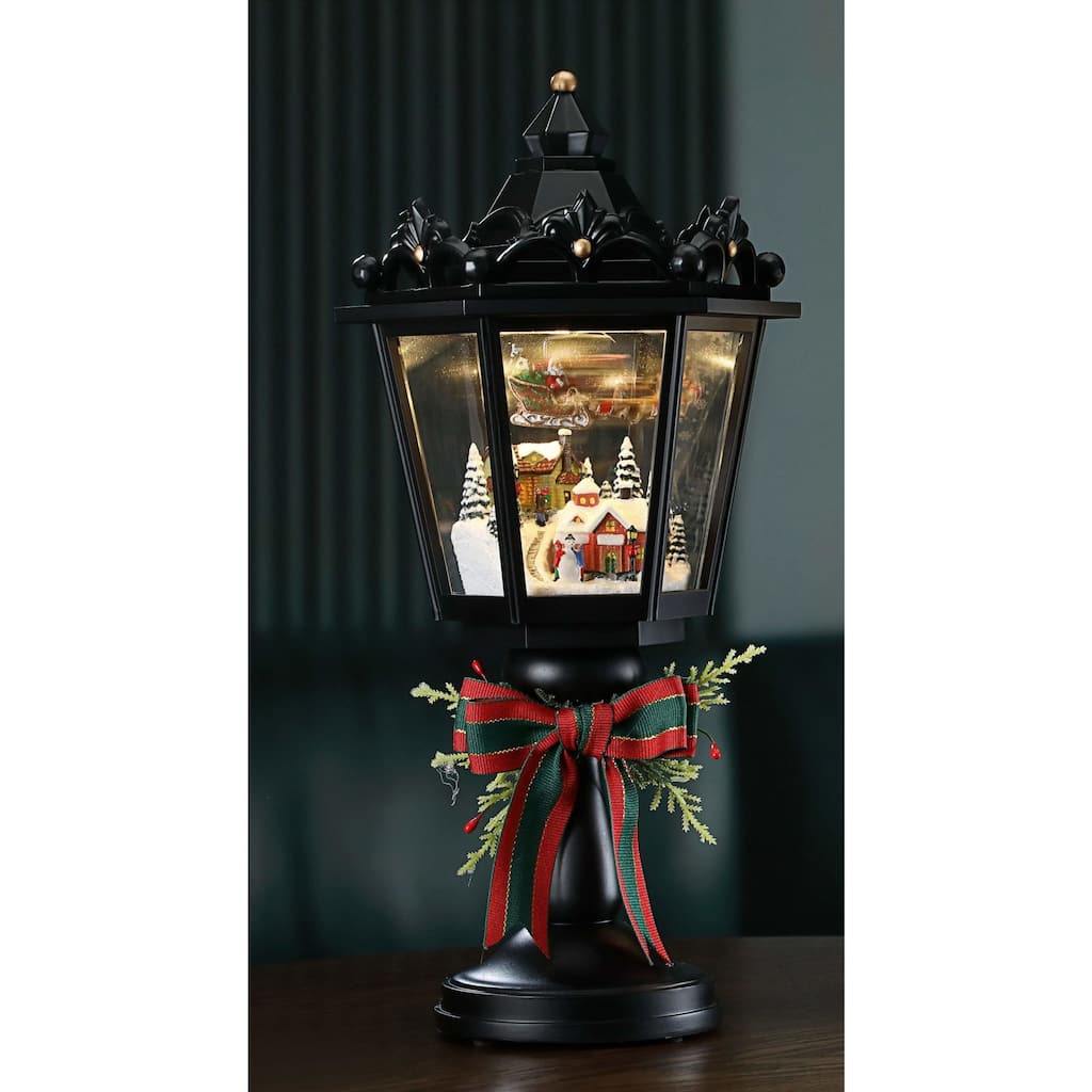 LED Lighted Musical Revolving Reindeer Street Lamp Christmas Decoration - 12.75"