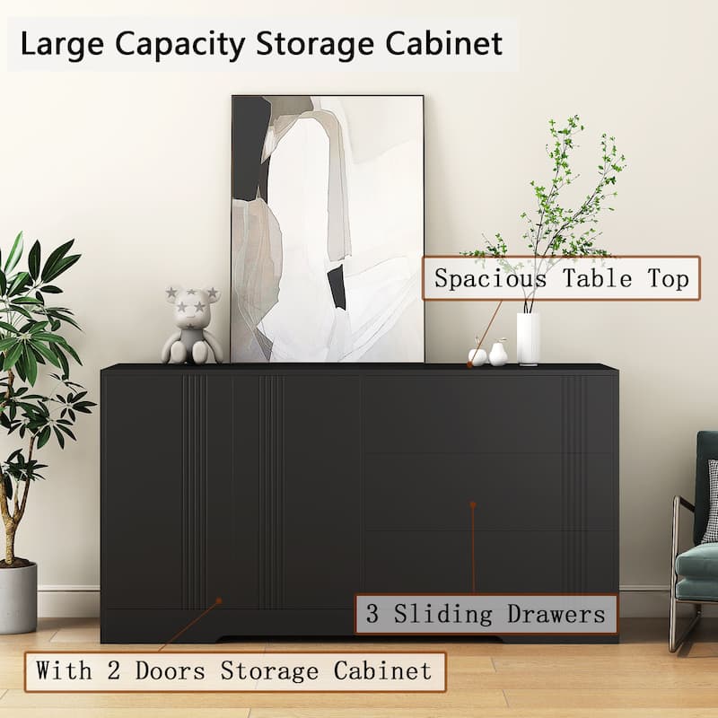 Sideboard Storage Cabinet, Kitchen Buffet with Drawer and Doors, Large Coffee Bar Accent Cabinet with Adjustable Shelves