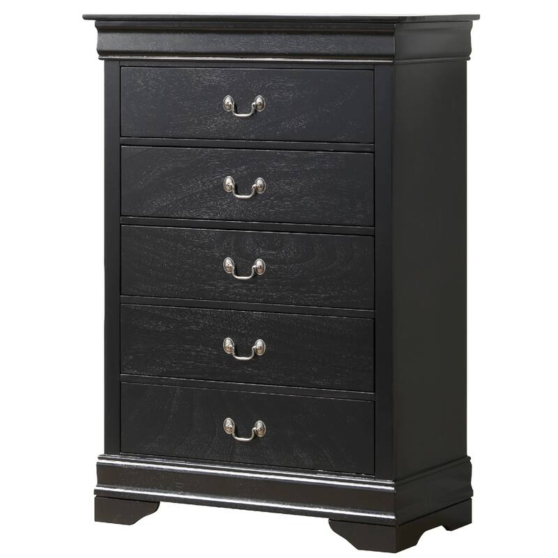 Wooden 5-Drawer Bedroom Chest - 48" - Black