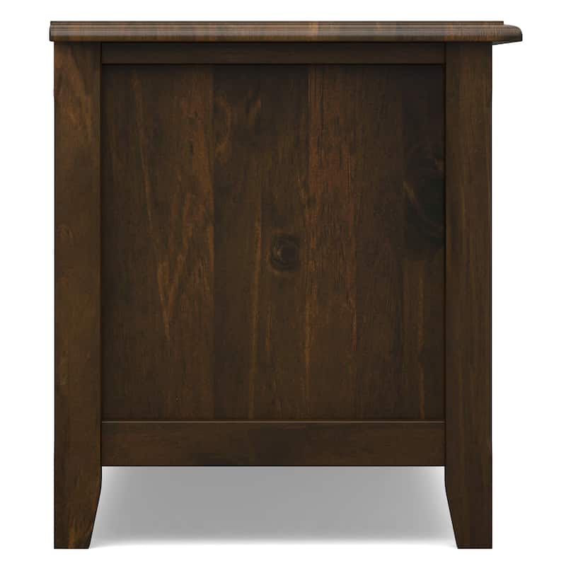 WYNDENHALL Portland SOLID WOOD 72" Wide Transitional TV Media Stand in Mahogany Brown For TVs up to 80" - 17" D x 72" W x 20" H