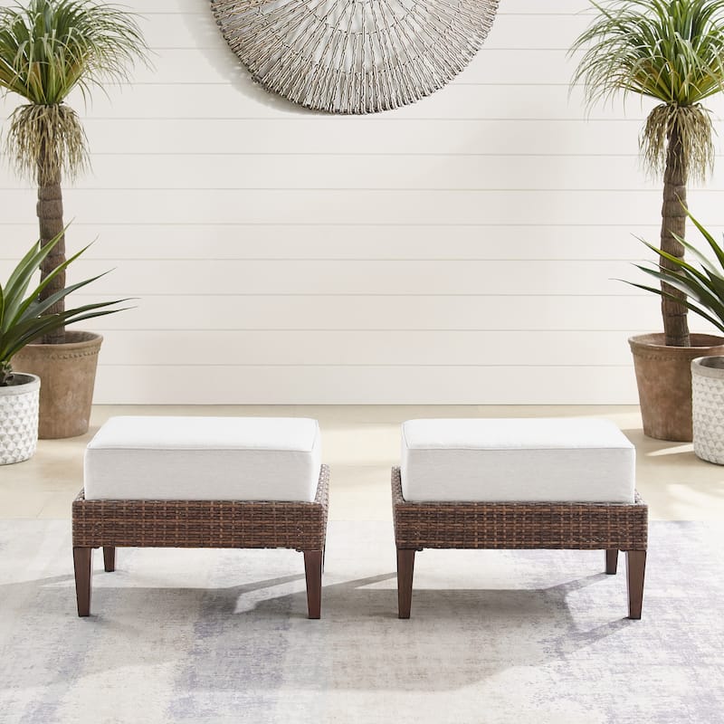 Crosley Capella Outdoor Wicker Ottoman (Set of 2) - 18"x25.75"x17.5"