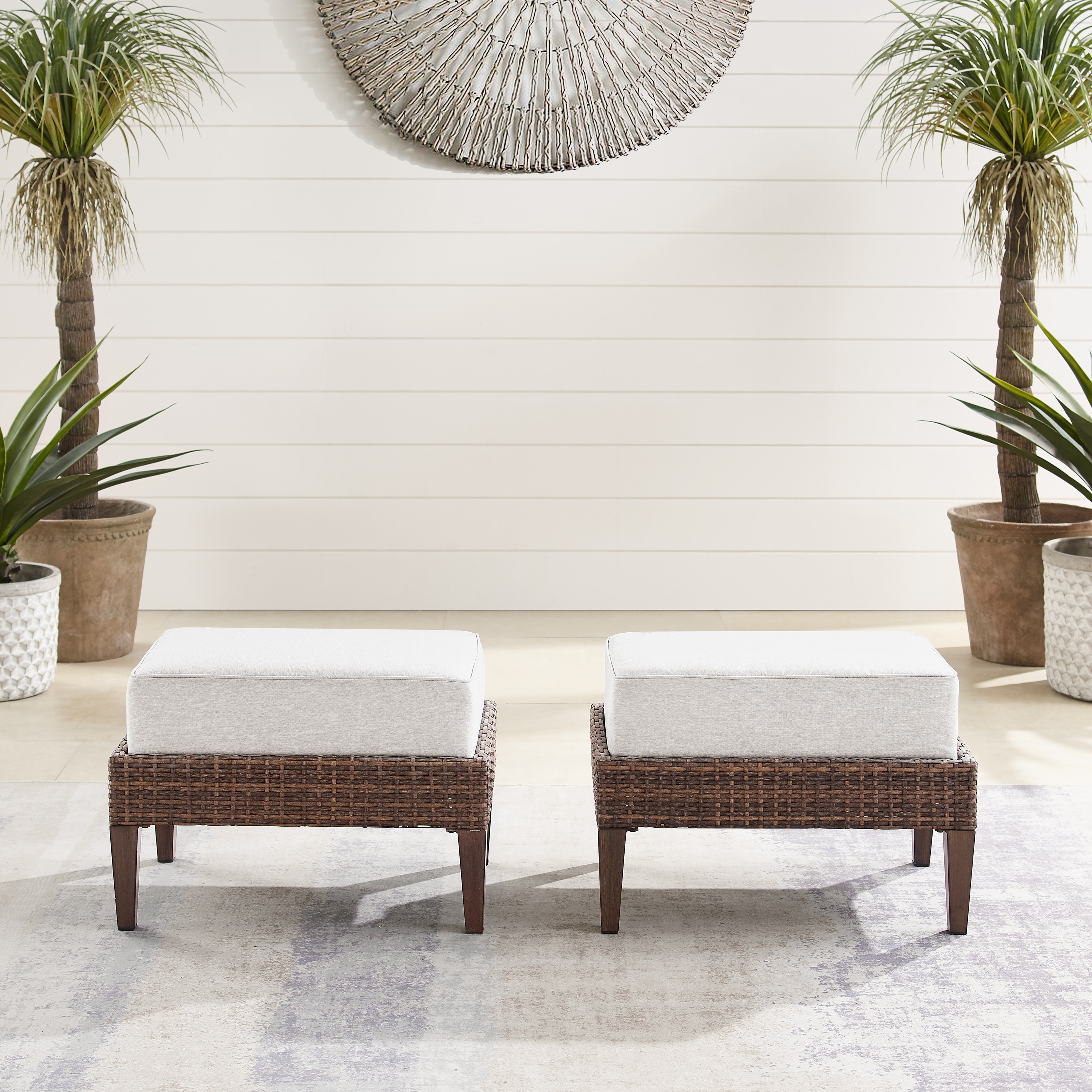 White wicker ottoman outdoor cheap