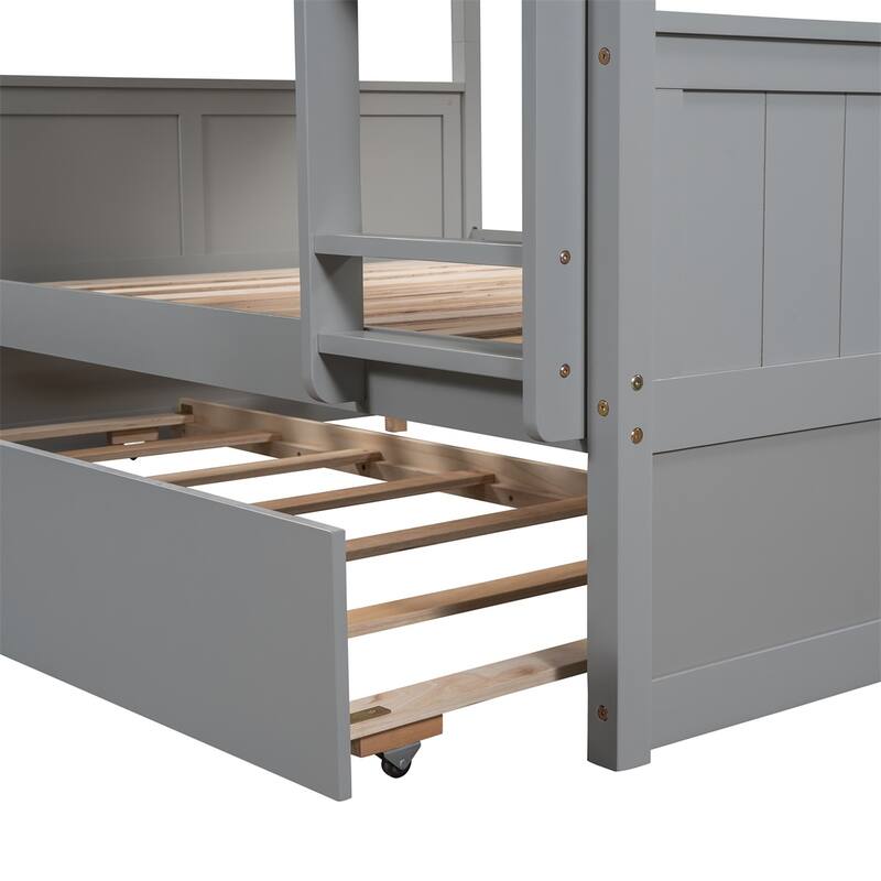 Harper & Bright Designs Full-over-Full Bunk Bed with Twin Trundle