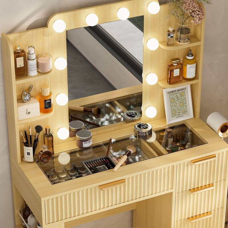 Meyreso Vanity Set With Lighted Mirror