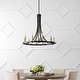 preview thumbnail 4 of 7, Cotys 30" 11-Light Modern Iron Adjustable Wagon Wheel LED Chandelier with Downlight, Black/Brass Gold, by JONATHAN Y