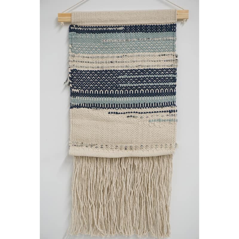 Home&Manor Wool and Cotton Macrame Wall Hanging with Rod Included - Exact Size