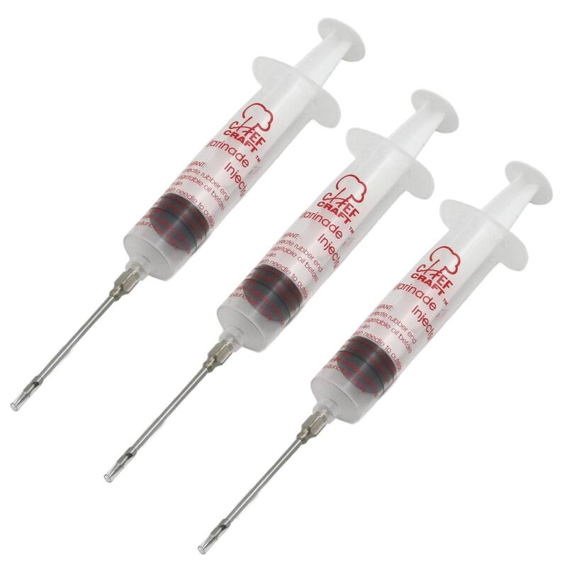 Chef Craft 1oz Meat Injector Marinade Seasoning Flavor Syringe with Stainless Steel Needle - 3-pack