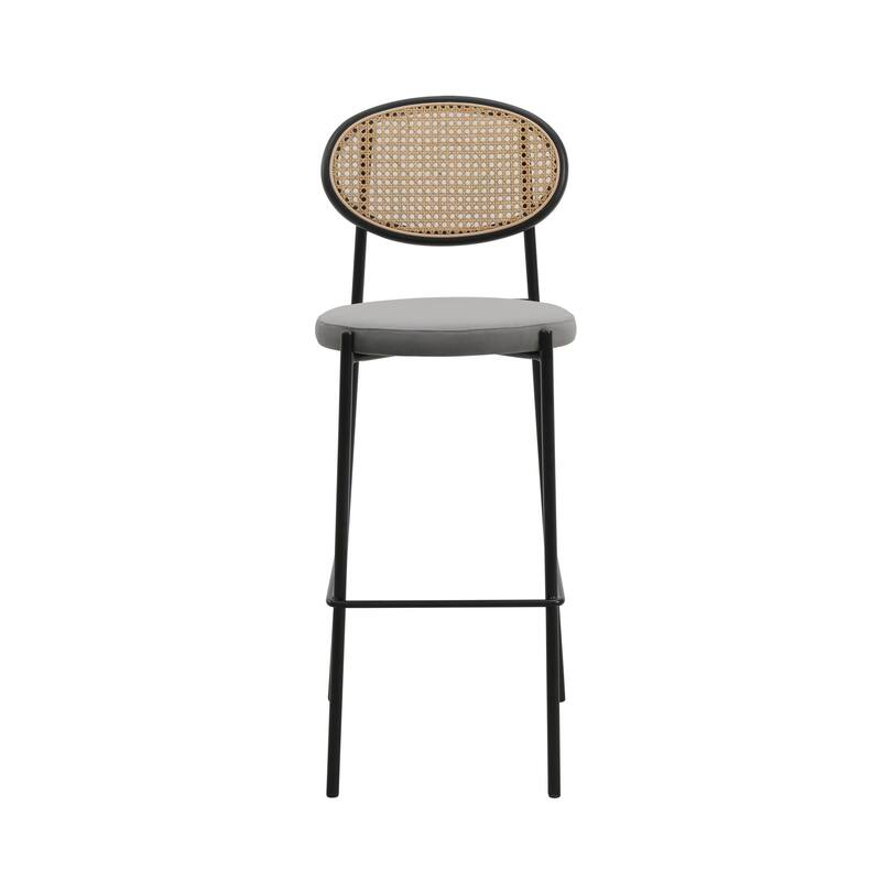 LeisureMod Euston Modern Wicker Bar Stool with Powder Coated Steel Frame - 42"