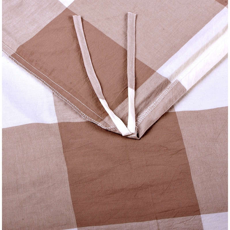 Cotton Plaid Windowpane Check 3-piece Duvet Cover Set