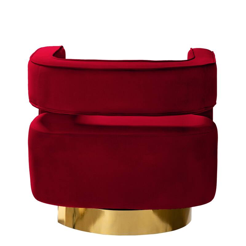 Carisa Modern Upholstered Swivel Open-Back Barrel Chair with Golden Base by HULALA HOME