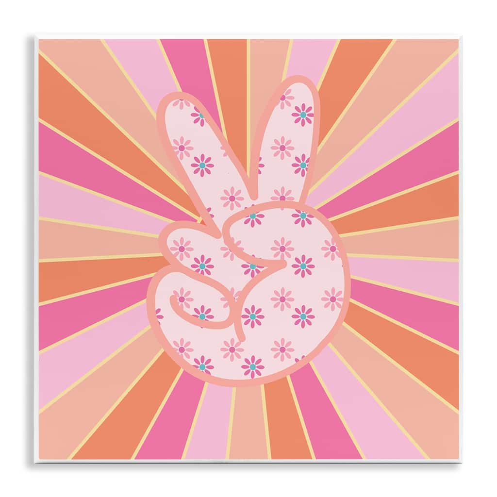 Stupell Beaming Peace Sign Hand Wall Plaque Art Design By Jesse Keith