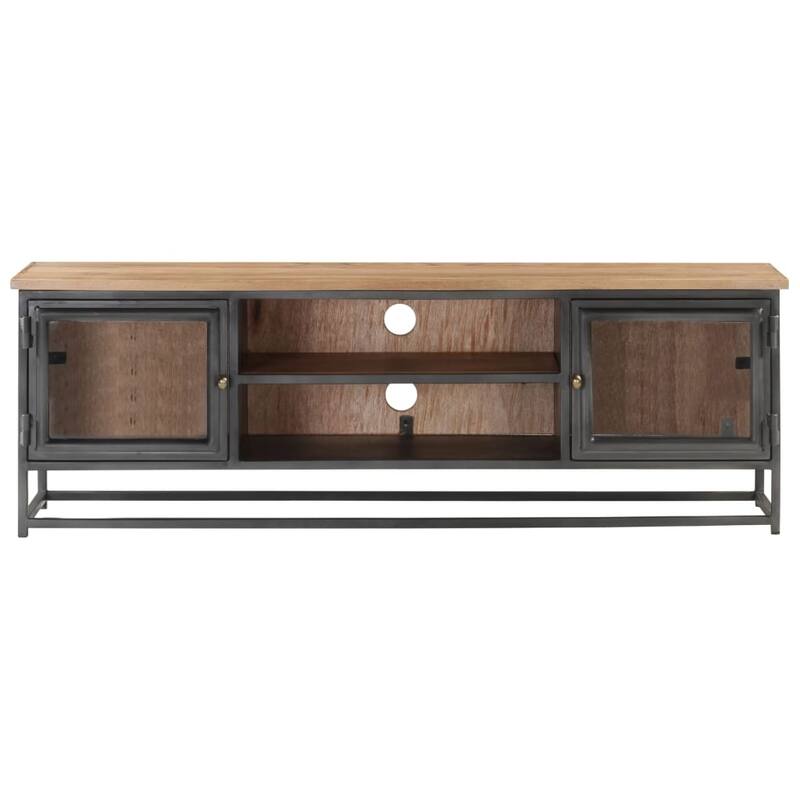 vidaXL TV Stand Gray 47.2"x11.8"x15.7" Solid Wood Acacia and Steel