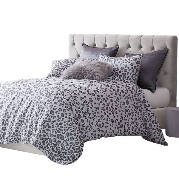 Castle Fairy Grey Glitter Bedspread King Size Diamond Pearls
