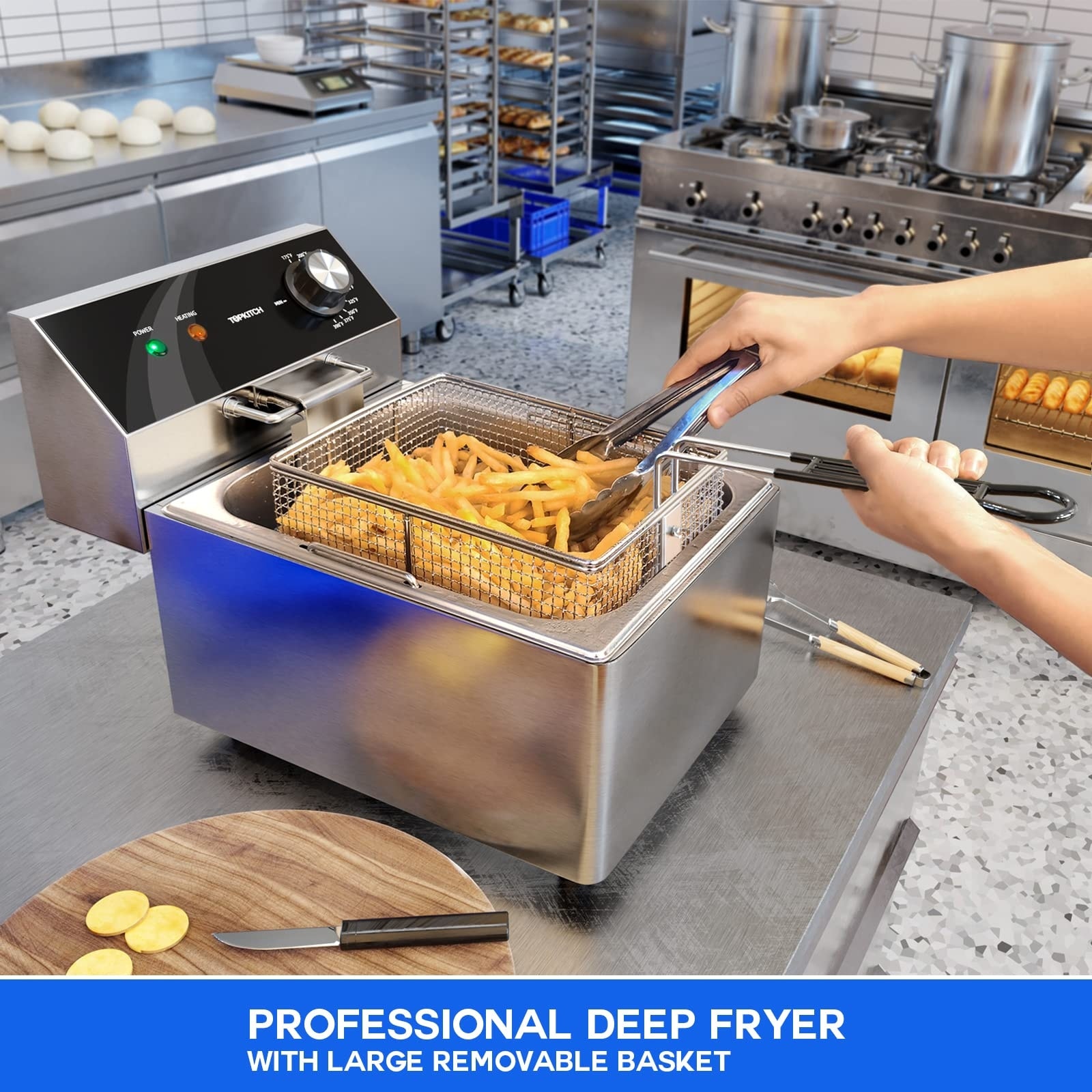 Electric Deep Fryer Countertop Deep Fryer with Basket and Lid Capacity  10L(10.5QT) Stainless Steel Single Tank Oil Fryers - Bed Bath & Beyond -  39120654