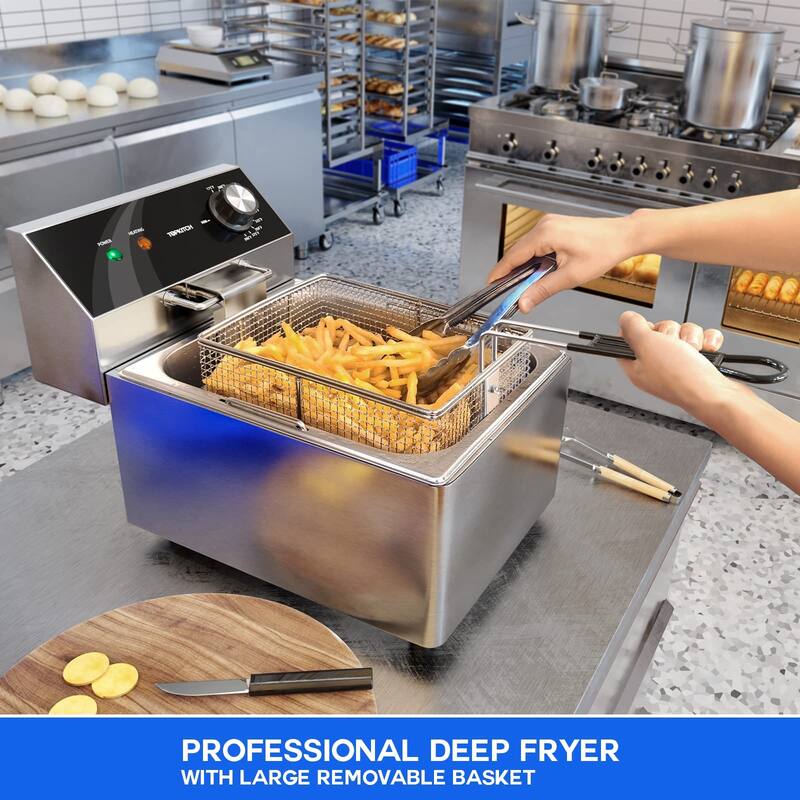 Electric Deep Fryer Countertop Deep Fryer with Basket and Lid Capacity 10L(10.5QT) Stainless