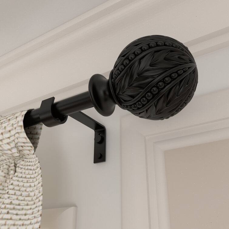 Debuono Black Adjustable Curtain Rod with Final Set - 28-48 inches