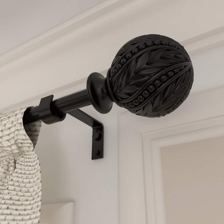 Debuono Black Adjustable Curtain Rod with Final Set
