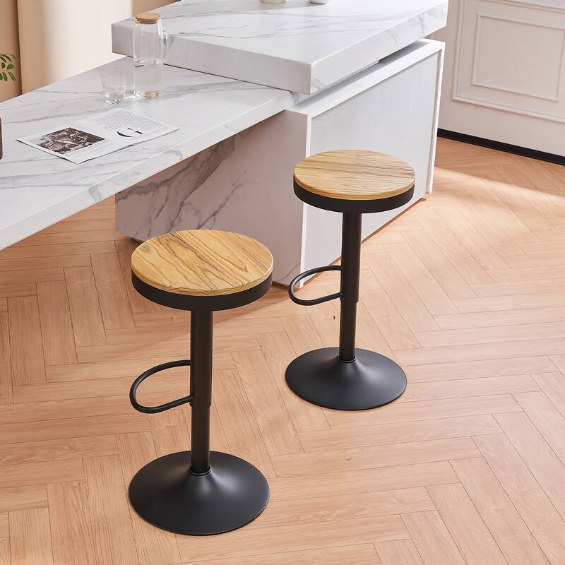 Adjustable Swivel Bar Chairs Backless Round Barstools Set of 2