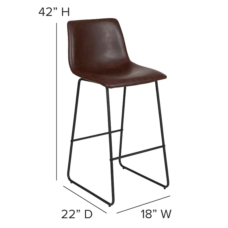 LeatherSoft Bucket Seat Bar Stool (Set of 2)