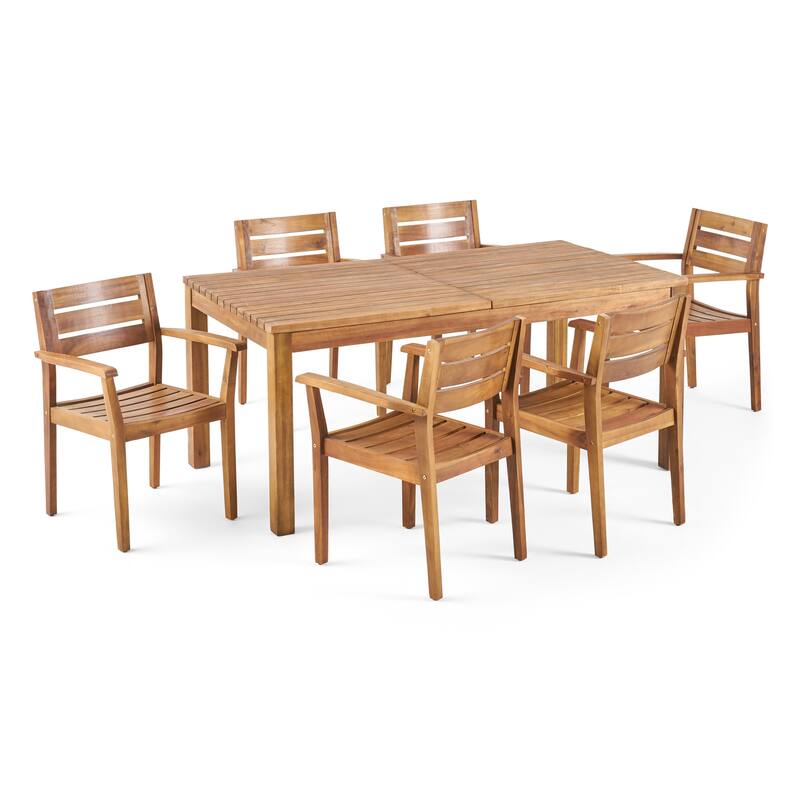 Wilson Outdoor Wood Expandable Rectangle Dining Set by Christopher Knight Home